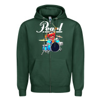 Sports Green the muppet show animal playing pearl drums Zipper Hoodie - linhVisuals
