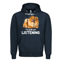 Navy pomeranian i hear you not listening t shirt Zipper Hoodie - linhVisuals