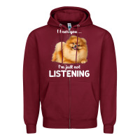 Burgundy pomeranian i hear you not listening t shirt Zipper Hoodie - linhVisuals