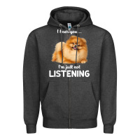 Charcoal Heather pomeranian i hear you not listening t shirt Zipper Hoodie - linhVisuals