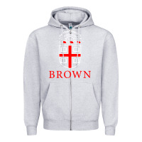 Heather Grey brown university Zipper Hoodie - linhVisuals