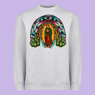 Our Lady Of Guadalupe Rainbow Heavyweight Sweatshirt Designed By Jahusdesignshop