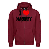 Burgundy i love masonry Zipper Hoodie - linhVisuals