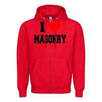 Red i love masonry Zipper Hoodie - linhVisuals