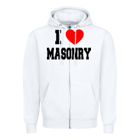 White i love masonry Zipper Hoodie - linhVisuals