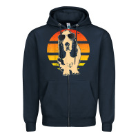 Navy retro basset hound t shirt men women kids gift t shirt Zipper Hoodie - linhVisuals