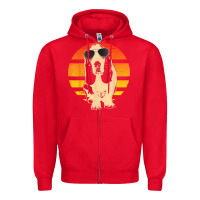 Red retro basset hound t shirt men women kids gift t shirt Zipper Hoodie - linhVisuals