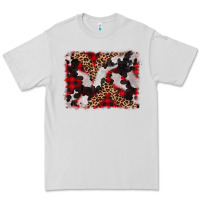 Dove Grey cowhide buffalo plaid leopad background Premium Tee - CowCowDesign