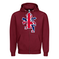 Burgundy great britain national Zipper Hoodie - linhVisuals