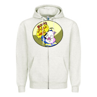 Oatmeal Heather bloaty pizza hog Zipper Hoodie - linhVisuals