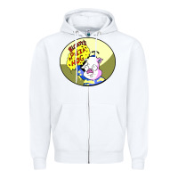White bloaty pizza hog Zipper Hoodie - linhVisuals