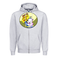 Heather Grey bloaty pizza hog Zipper Hoodie - linhVisuals