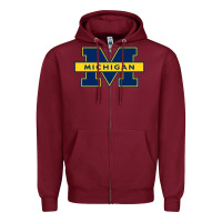 Burgundy michigan Zipper Hoodie - linhVisuals