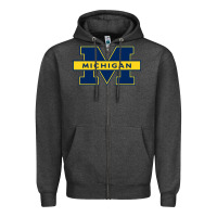 Charcoal Heather michigan Zipper Hoodie - linhVisuals