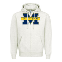 Oatmeal Heather michigan Zipper Hoodie - linhVisuals