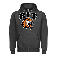 Charcoal Heather tiger Zipper Hoodie - linhVisuals