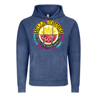 Vintage Denim Hello Summer Vintage Hoodie - CowhideDigitalArt