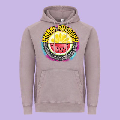Hello Summer Vintage Hoodie Designed By Cowhidedigitalart