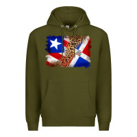 Army Green puerto rico and dominican republic flag Premium Hoodie - Artiststas