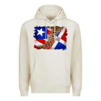 Oatmeal Heather puerto rico and dominican republic flag Premium Hoodie - Artiststas