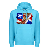 Ocean Blue puerto rico and dominican republic flag Premium Hoodie - Artiststas