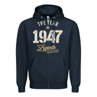 Navy The Year 1947 - 75th Birthday Vintage Classic Zipper Hoodie - linhVisuals