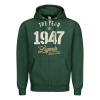Sports Green The Year 1947 - 75th Birthday Vintage Classic Zipper Hoodie - linhVisuals