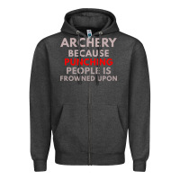Charcoal Heather archery because punching people is frowned upon Zipper Hoodie - linhVisuals