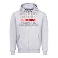Heather Grey archery because punching people is frowned upon Zipper Hoodie - linhVisuals