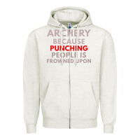 Oatmeal Heather archery because punching people is frowned upon Zipper Hoodie - linhVisuals