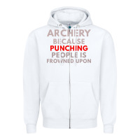 White archery because punching people is frowned upon Zipper Hoodie - linhVisuals