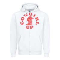 White cowgirl up leopad hat boot rodeo western country southern t shirt Zipper Hoodie - linhVisuals
