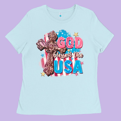 God Blessed The Usa Ladies Tee Designed By Fadigitalartstudio