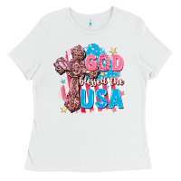 White God Blessed the USA Ladies Tee - FaDigitalArtStudio