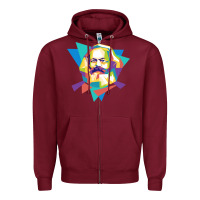 Burgundy karl marx get vintage Zipper Hoodie - linhVisuals