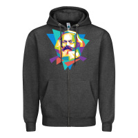 Charcoal Heather karl marx get vintage Zipper Hoodie - linhVisuals