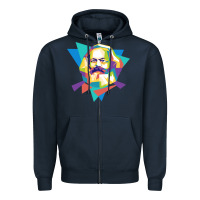 Navy karl marx get vintage Zipper Hoodie - linhVisuals