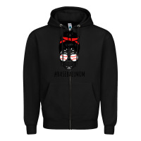 Black Baseball Mom Skull Zipper Hoodie - linhVisuals