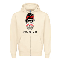 Sandshell Baseball Mom Skull Zipper Hoodie - linhVisuals