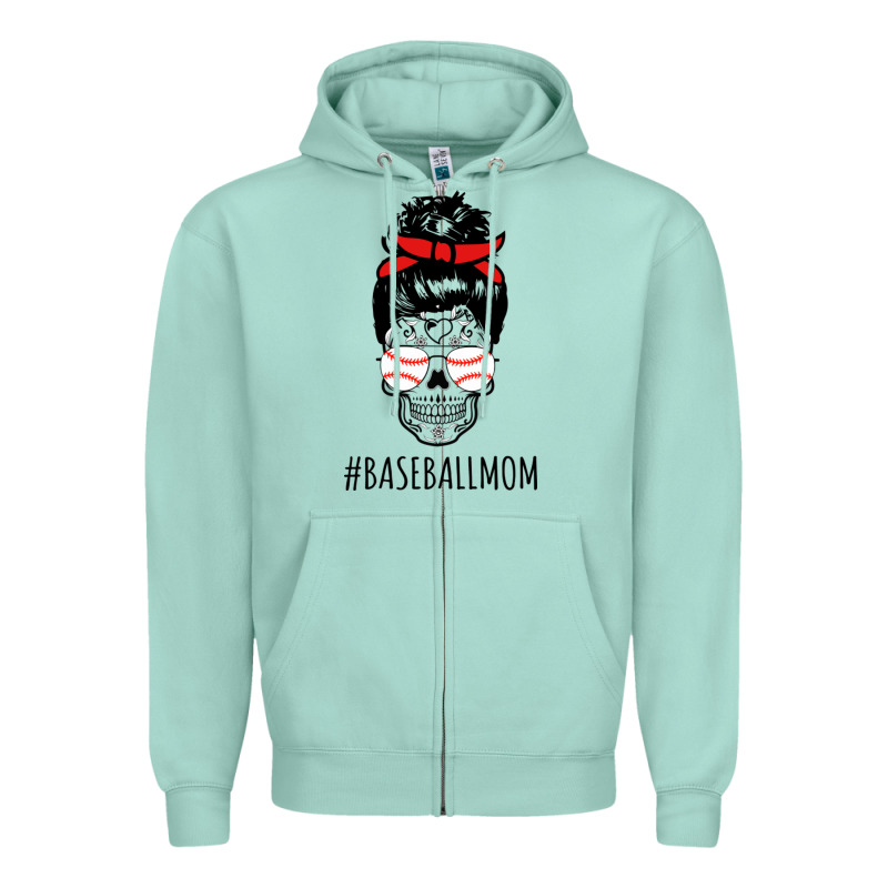 Baseball Mom Skull Zipper Hoodie by linhVisuals | Teevron