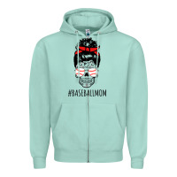 Seafoam Baseball Mom Skull Zipper Hoodie - linhVisuals