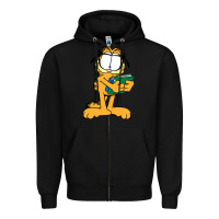 Black garfiel Zipper Hoodie - linhVisuals