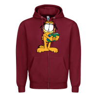 Burgundy garfiel Zipper Hoodie - linhVisuals