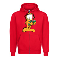 Red garfiel Zipper Hoodie - linhVisuals