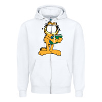 White garfiel Zipper Hoodie - linhVisuals