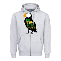 Heather Grey not now arctic puffin! ,  not now arctic puffin Zipper Hoodie - linhVisuals
