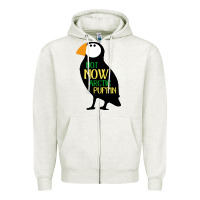 Oatmeal Heather not now arctic puffin! ,  not now arctic puffin Zipper Hoodie - linhVisuals