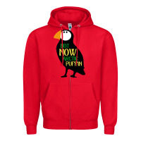 Red not now arctic puffin! ,  not now arctic puffin Zipper Hoodie - linhVisuals