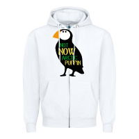 White not now arctic puffin! ,  not now arctic puffin Zipper Hoodie - linhVisuals