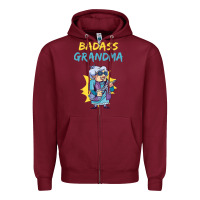 Burgundy badass grandma family mother grandma t shirt Zipper Hoodie - linhVisuals